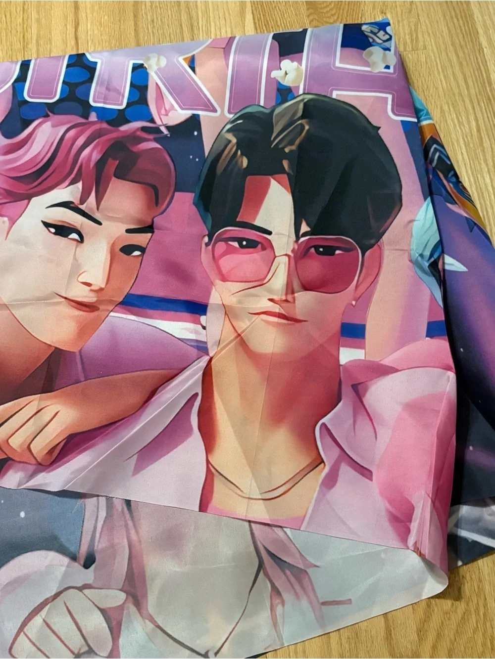 K-Pop Demon Hunters Happy Birthday Backdrop Banner Fabric Large Wall Hanging